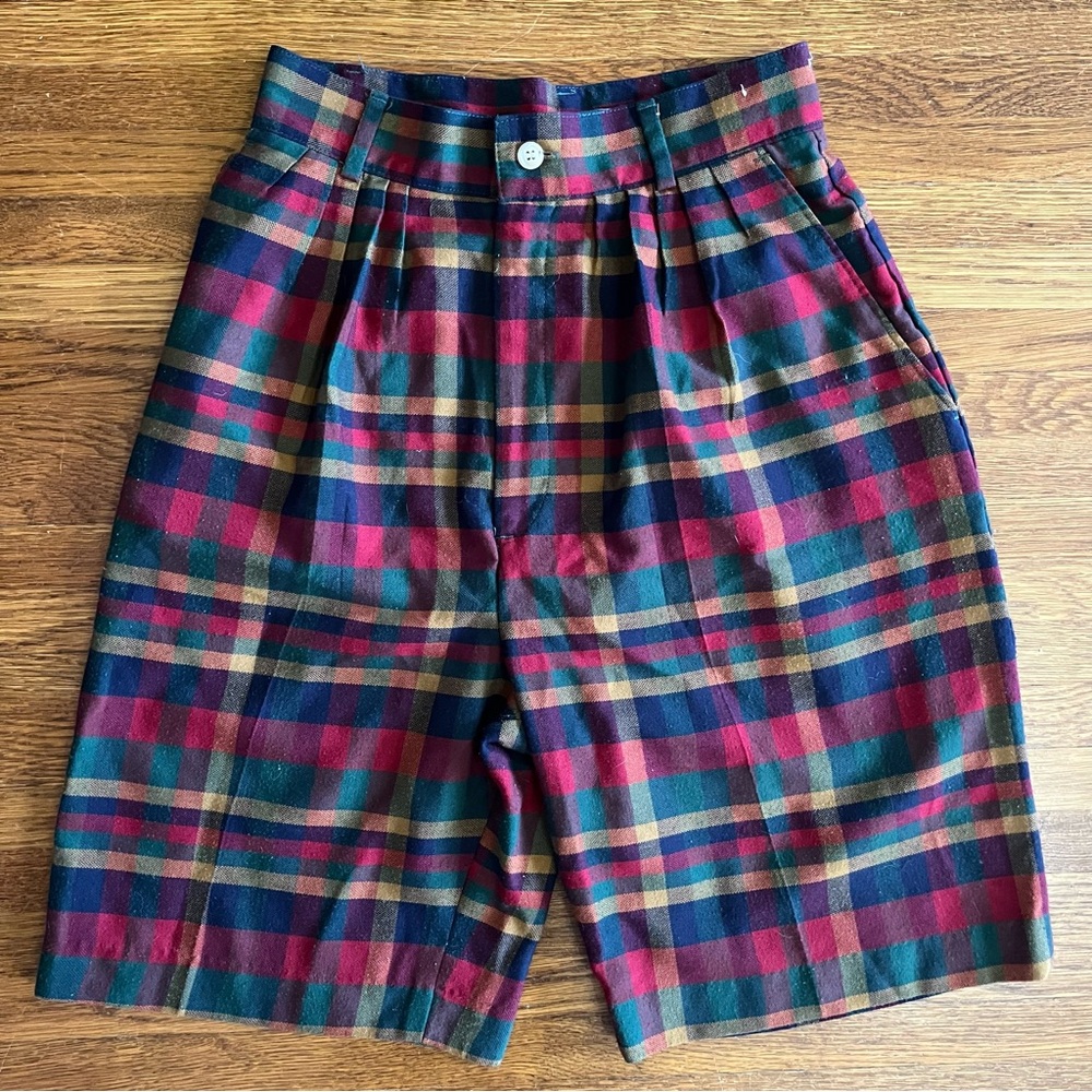 vintage Rainbow plaid walking Bermuda shorts 6 90s pleated Ambitions USA